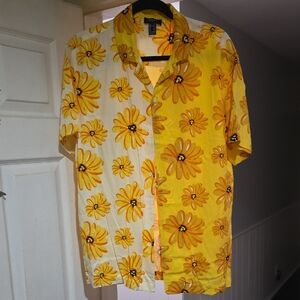 Forever 21 Yellow and Orange Floral Shirt